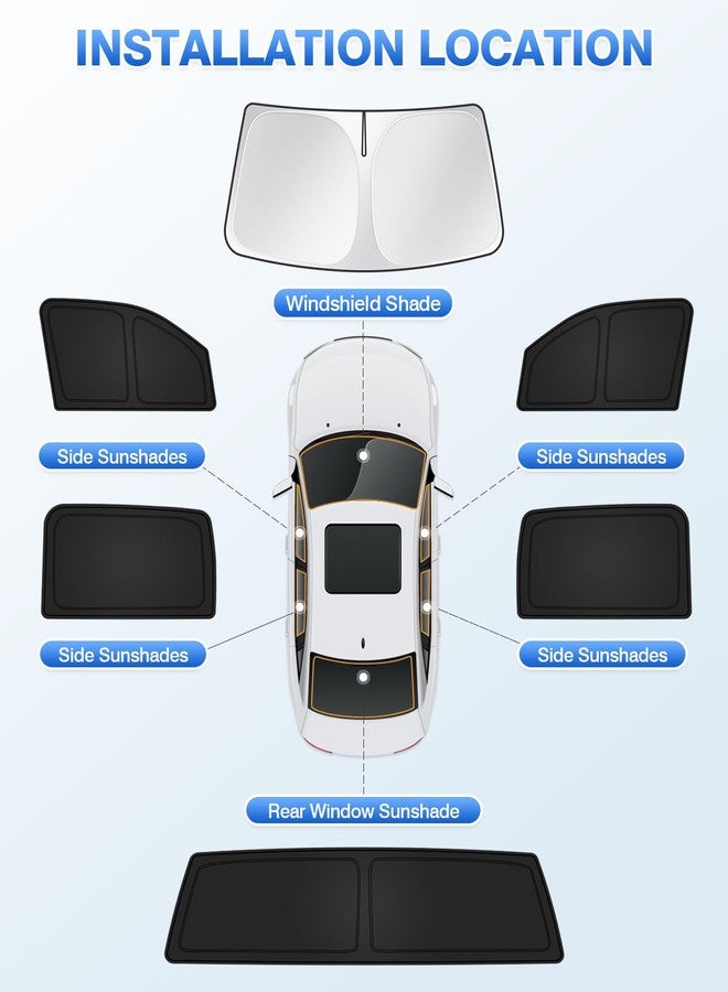 Canvcle Sunshades for Dodge Ram 1500 2019-2025 2026 Accessories Windshield Sun Shade Side Rear Window Shade Cover Sun Visor Shield Privacy Protection Keep Vehicle Cool Black 6PCS - Image 5